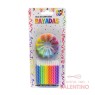 Vela Party Store Rayada Multicolor Con Bases - 24 Un