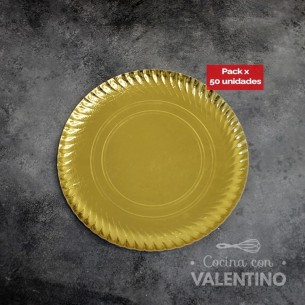 Plato Bandeja Carton Dorado - 25 Cm - 50 Un