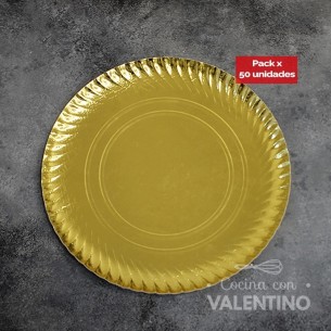 Plato Bandeja Carton Dorado - 32 Cm - 50 Un