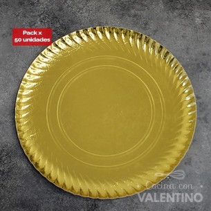 Plato Bandeja Carton Dorado - 35 Cm - 50 Un