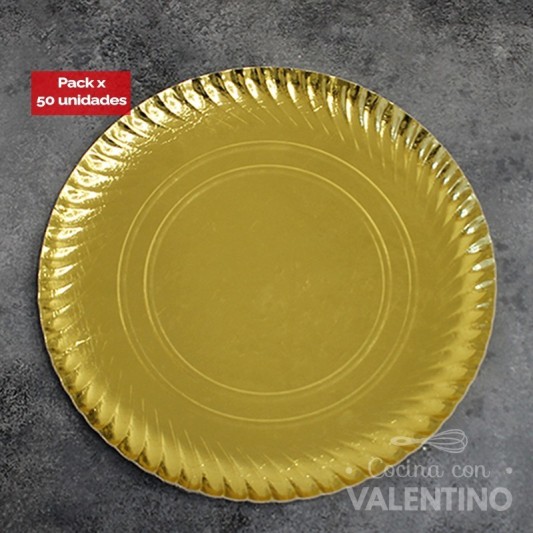 Plato Bandeja Carton Dorado - 35 Cm - 50 Un