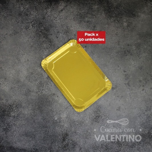 Plato Bandeja Carton Dorado - 10x16 - 50 Un