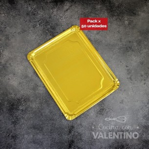 Plato Bandeja Carton Dorado - 24x30 - 50 Un