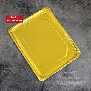 Plato Bandeja Carton Dorado - 34x42 - 50 Un