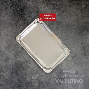 Plato Bandeja Carton Plateado 18x24 - 50 Un