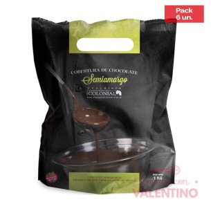 Chocolate Cobertura Colonial Semiamargo - 1 Kg - Pack 6 Un.
