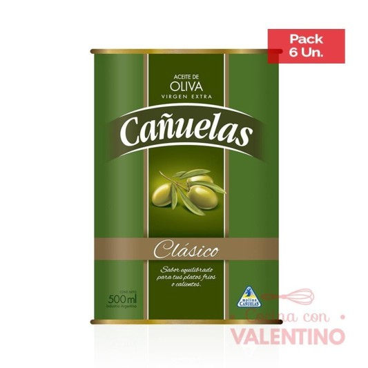 Aceite Oliva Cañuelas Lata Clasico - 0.5 Lt - Pack 6 Un.