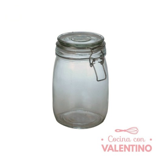 Frasco Vidrio Tapa con Traba Hermetica - 17x11 - 1.25 Lt