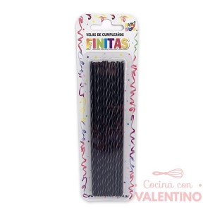Vela Party Store Finita Torneada Negro - 24 Un.