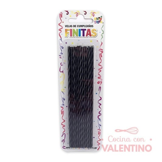 Vela Party Store Finita Torneada Negro - 24 Un.