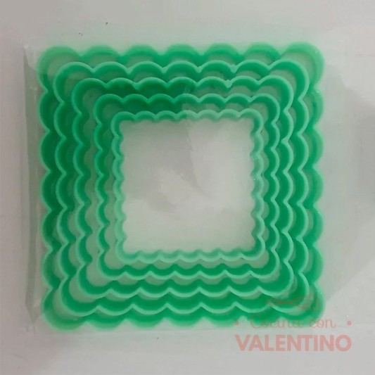 Cortante Flogus Plastico Set Cuadrado con Ondas x5
