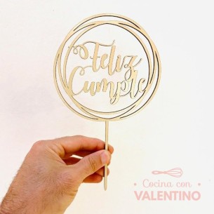 Cake Topper Plaqui Feliz Cumple Circulos