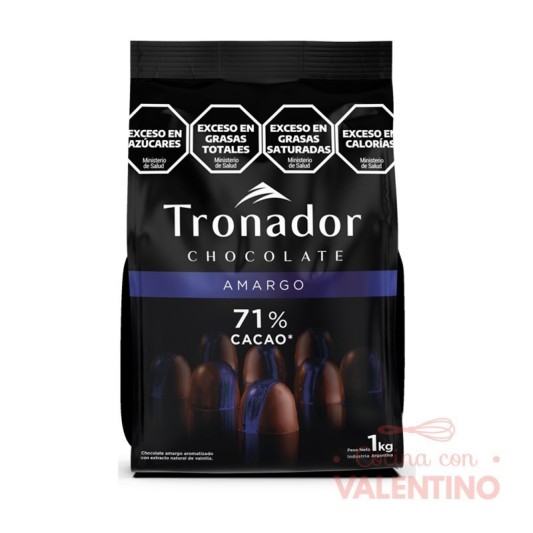 Chocolate Cobertura Tronador Amargo 71% - 1 Kg