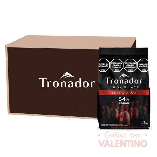 Chocolate Cobertura Tronador Semiamargo 54% - 1 Kg - Pack 6 Un