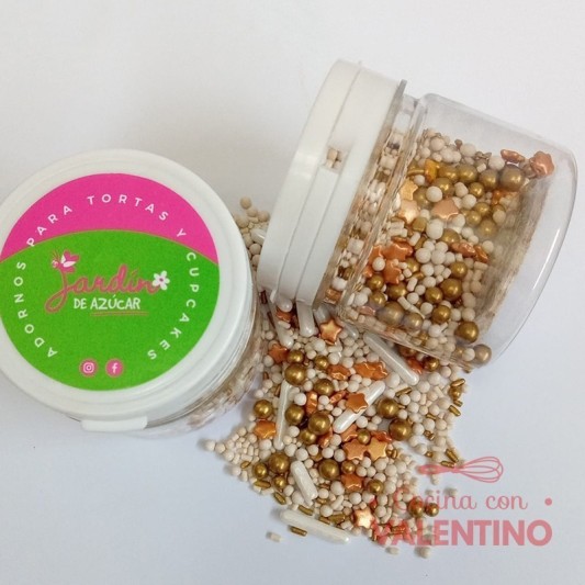 Sprinkles Jardin Repostero Mix Blanco y Oro - 75 Gr