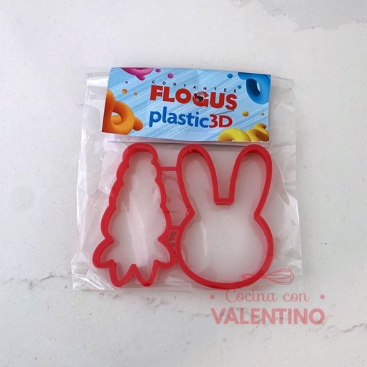 Cortante Flogus Plastico Set Conejo y Zanahoria