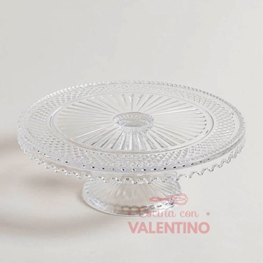 Plato Posa Torta ALTO Vidrio Labrado - 28x11