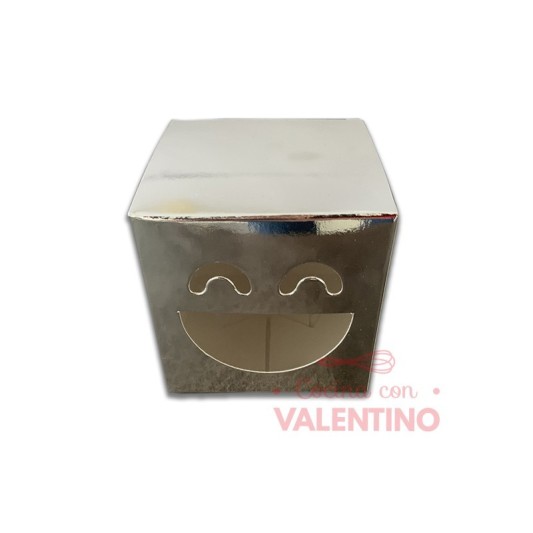 Estuche Carita Sonriente Plateada 8x8x8