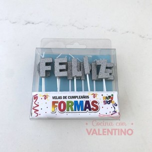 Vela Party Store Feliz Cumple Plateado.