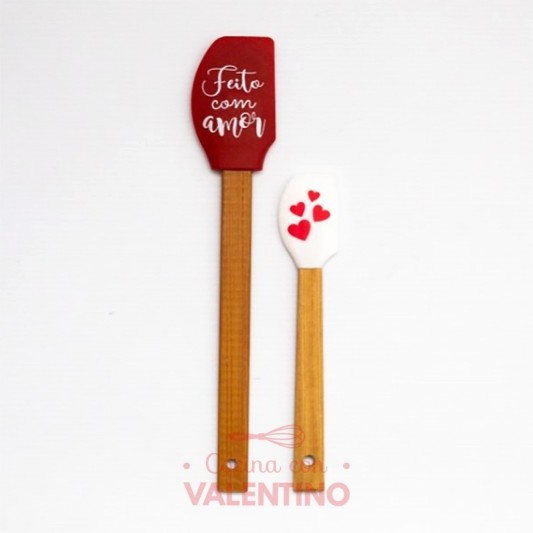 Set Espatula Silicona Diseño Mango Madera x2