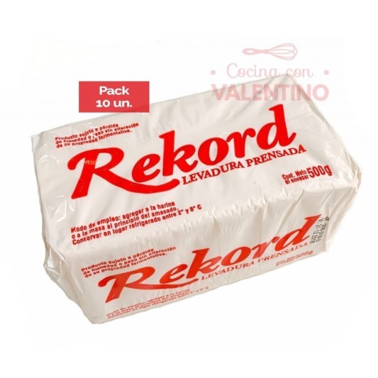 Levadura Fresca Prensada Rekord - 500 Grs - Pack 10 Un