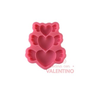 Molde Flexible Corazon con Alas x3