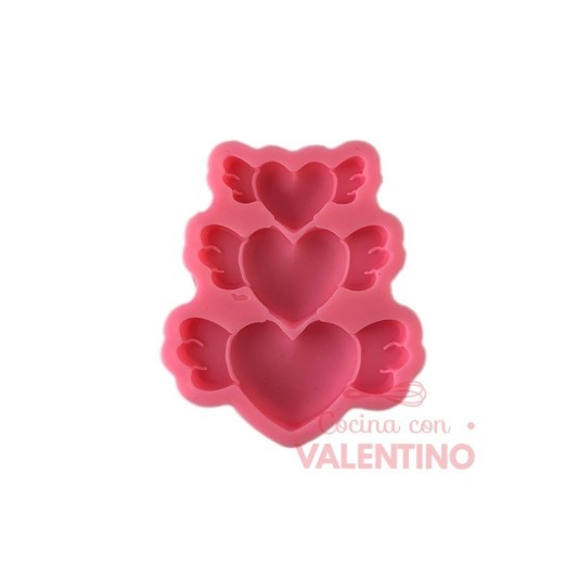 Molde Flexible Corazon con Alas x3