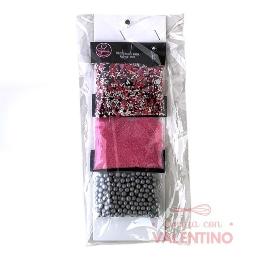 Blister Perlas + Brillos + Sprinkles Rosa