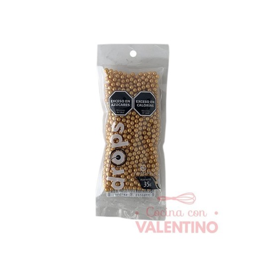 Drops Pastelar Perlas Medianas  Doradas - 35 Grs