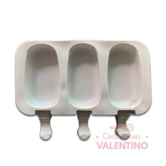 Molde Silicona Paleta Helado Lisa x3
