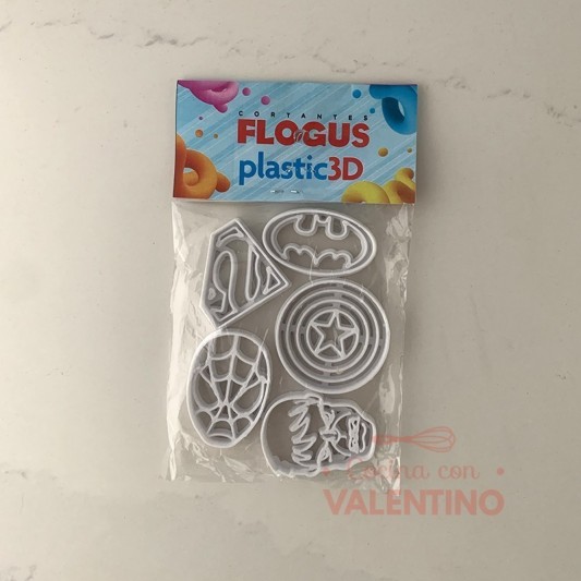 Cortante Flogus Plastico Set Superheroes x5