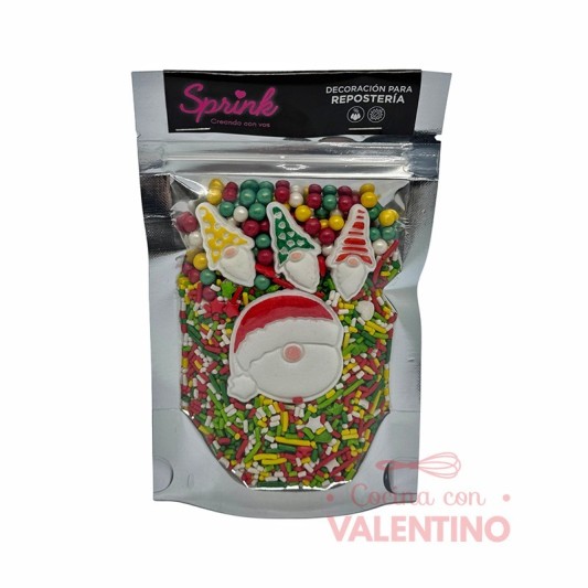 Mix Sprinkles + Forma Navidad Papa Noel y Gnomos - 100 Grs