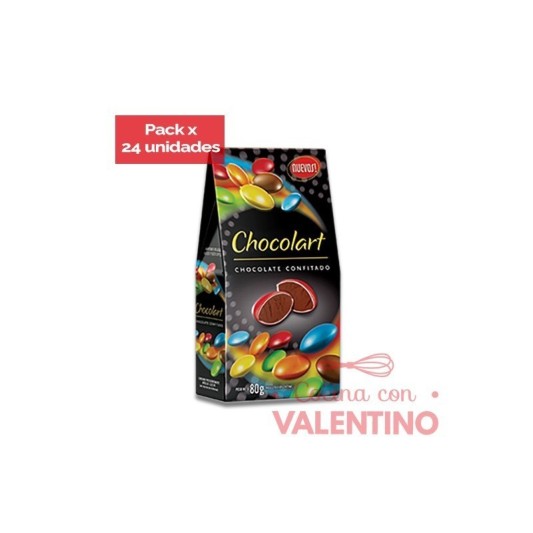 Lenteja de Chocolate Multicolor Chocolart - 80 Grs - Pack 24 Un.