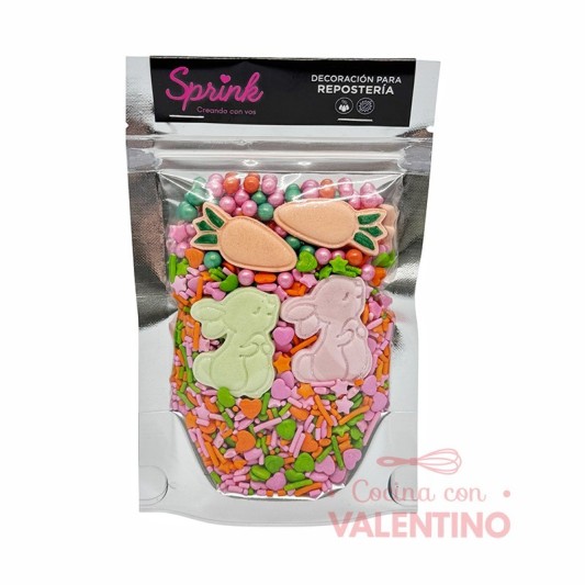 Mix Sprinkles + Forma Conejos de Pascua Naranja - 100 Grs
