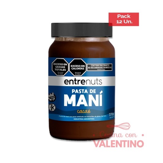 Pasta de Mani Entrenuts Chocolate - 370 Grs - Pack 12 Un.