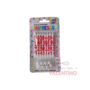 Vela Party Store Impresa Corazones - 8 Un