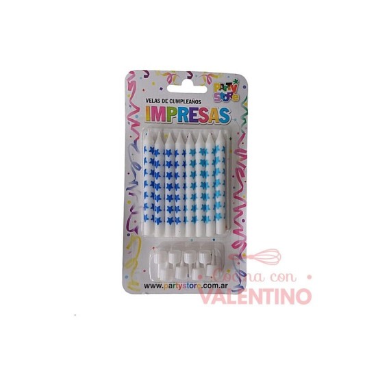 Vela Party Store Impresa Estrellas - 8 Un
