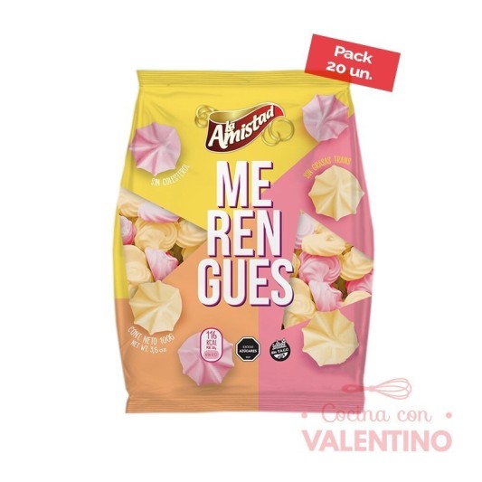 Merengue La Amistad Mediano Multicolor - 100 Grs - Pack 20 Un.