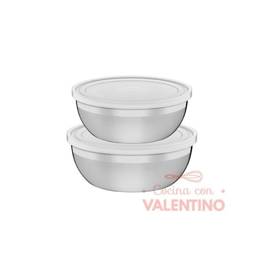 Set Bowl Acero Tramontina con Tapa - 1.6 / 2.2 Lt - 2 Un