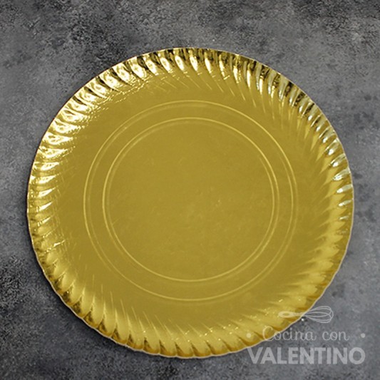 Plato Bandeja Carton Dorado (medida 35cm)