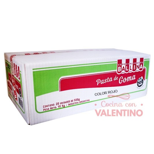 Pasta de Goma Ballina Rojo - 500 Grs - Pack 20 Un.
