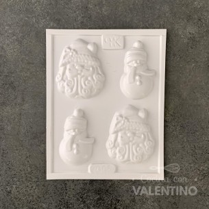 Placa Plastichok Papa Noel y Hombre de Nieve x 4 2068A