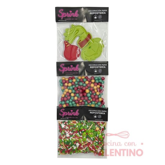 Blister Perlas + Brillos + Sprinkles Grinch