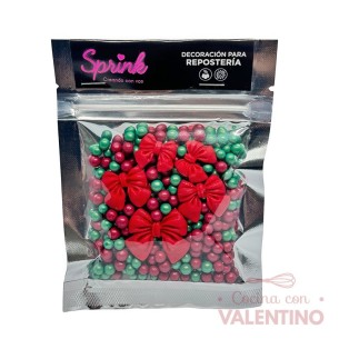 Mix Perlas y Formas Sprink Lazos Navideños