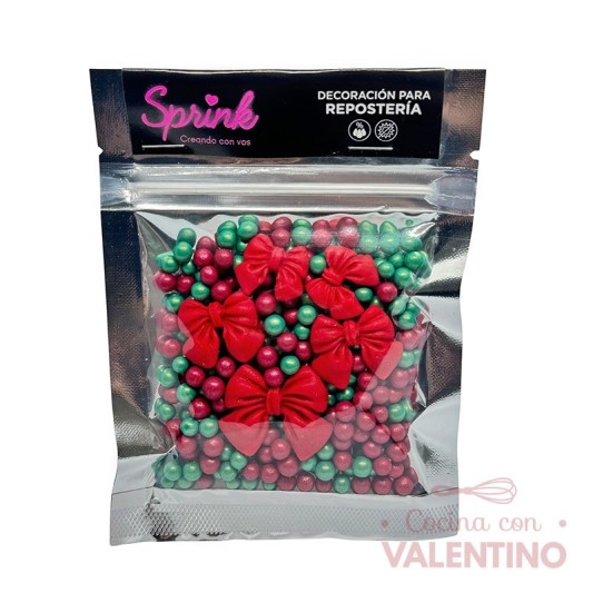 Mix Perlas y Formas Sprink Lazos Navideños