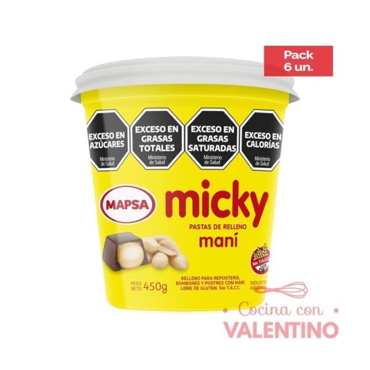 Pasta Relleno Micky Mani - 450 Grs - Pack 6 Un