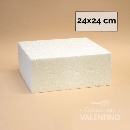 Torta Falsa Telgopor Cuadrada Alto 10 CM (medida 24x24cm)