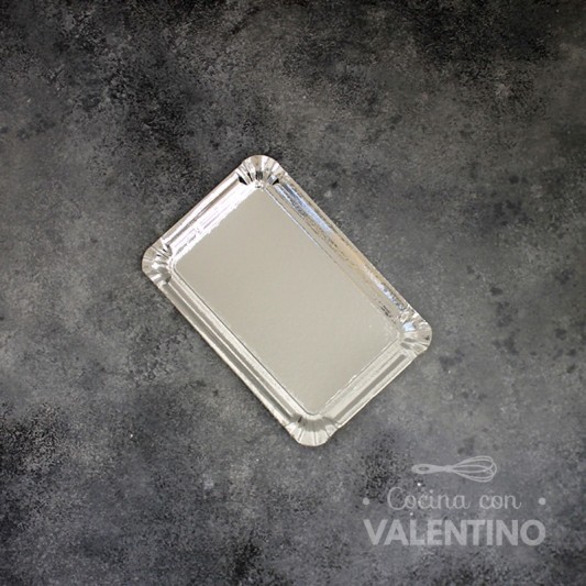 Plato Bandeja Carton Plateado (medida 12x19cm)
