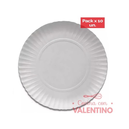 Plato Bandeja Carton Gris N°14 26 Cm - 1 Un (bulto Pack 10 Un.)