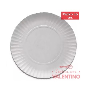 Plato Bandeja Carton Gris N°15 31 Cm - 1 Un (bulto Pack 10 Un.)